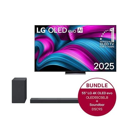 LG 55″ OLED evo AI C5E 4K Smart TV + 3.1.3 Dolby Atmos® Soundbar mit 400 Watt kabelloser Subwoofer OLED55C5ELB.DSC9S