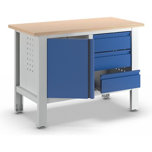 Werkbank, 3 Schubladen, 1 Tür, BxT 1200 x 600 mm kaiserkraft