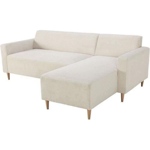 Ecksofa, Réversible, 3-Sitzer, BOB, Cord-Velours, Ecru, 197 x 138 x 65 cm, Schaumstoffdichte 25kg/m3