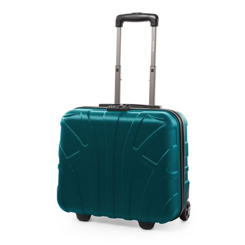 SUITLINE – Pilotentrolley Laptop-Koffer 2 Rollen Aktentrolley, Bordcase Flugzeug Underseater Pilotenkoffer Businesstrolley Hardcase Carry-On Hand Luggage ABS, TSA, 38 cm,Aquagrün