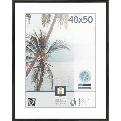 Bilderrahmen Kyoto , Schwarz , Kunststoff, Glas , rechteckig , 40x50 cm , Bilder und Zubehör, Bilderrahmen, Bilderrahmen Kunststoff