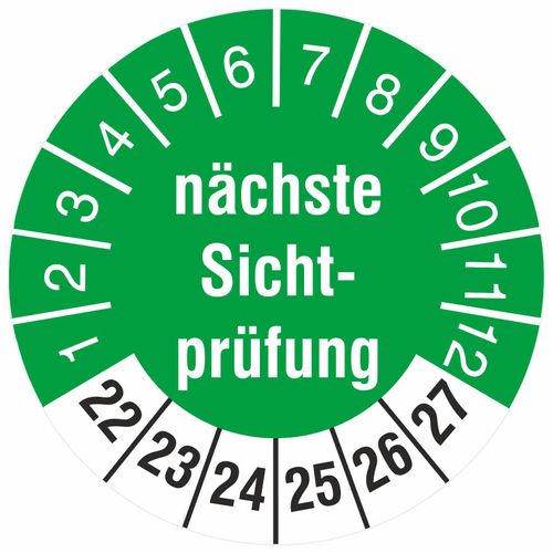 1000 Prüfetiketten nächste Sichtprüfung 18 mm Prüfplaketten 2022-27
