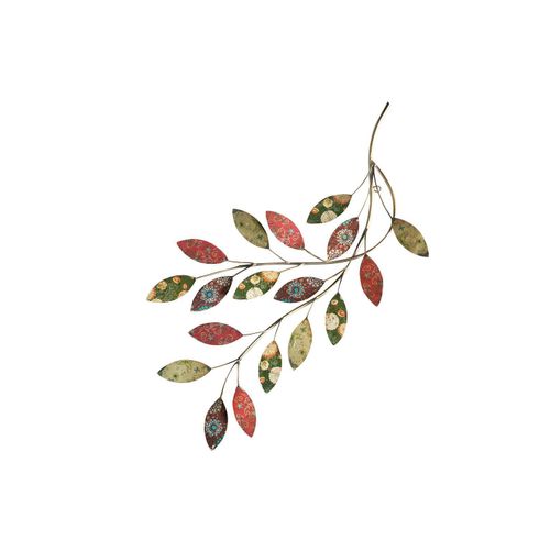 Wanddekoobjekt LOCKER "Zweig", grün (grün, rot), B:30cm H:65cm T:3cm, Metall, Wanddekoobjekte, Wanddeko, aus Metall