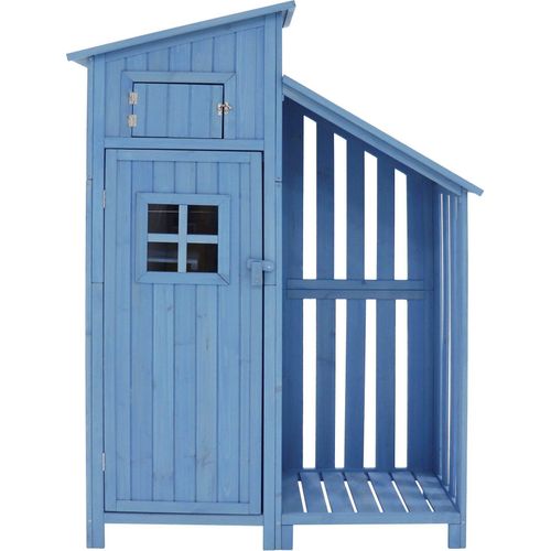 Gerätehaus Geräteschrank 124x46x174 cm Geräteschuppen Geräteschrank auch für kleine Gärten geeignet Blau