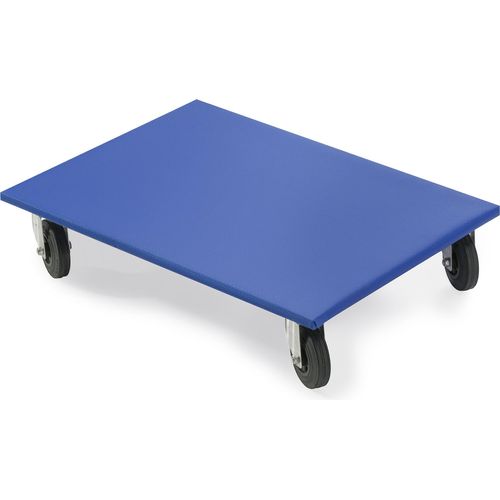 Möbelroller Holz, Rollen ø 100 mm Gummi, 480 x 720 mm, Anti-Rutschbelag, 500 kg, Blau