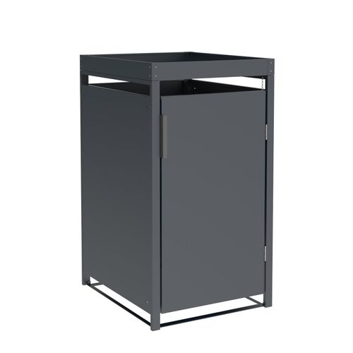 DEGAMO Mülltonnenbox ULM 68x80x124cm mit Pfanzkasten, für Tonnen 120 und 240 Liter, Stahl anthrazit