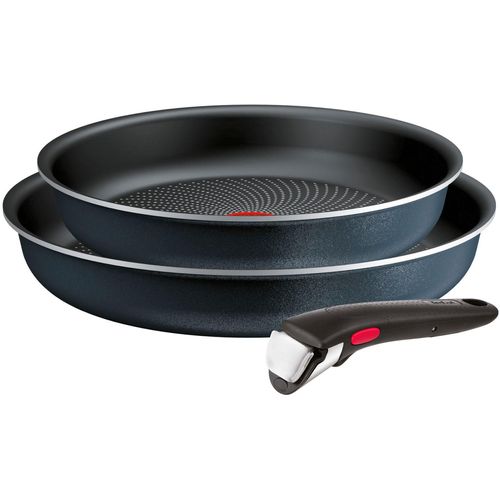 Pfannen-Set TEFAL "Ingenio So'Light, Pfannenset abnehmbarer Griff, Light Tech Technologie", schwarz, B:31cm H:6cm L:35cm Ø:28cm, Pfannen, stapelbar, platzsparend, einfache Reinigung, Induktion, L72391