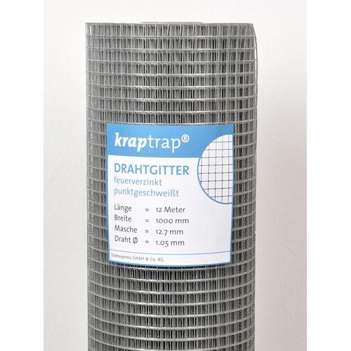 KrapTrap® Volierendraht Drahtgitter I Käfigdraht Schweißgitter I 12x12mm 1 x 12m I 1,05mm stark Drahtzaun Maschendraht