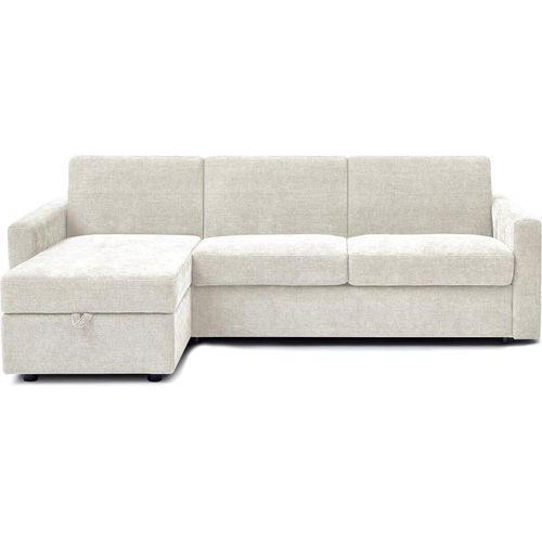 Ecksofa mit Expressumwandlung, Stoff "Celia" - 3 Sitzplätze - Beige