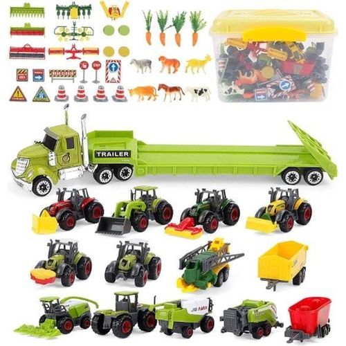 Traktoren-Spielset – Traktoren – Traktoren mit Anhängern – Spielzeugfahrzeuge – 31-teiliges Fahrzeug- und Zubehörset mit Schaufel – Bauernhof