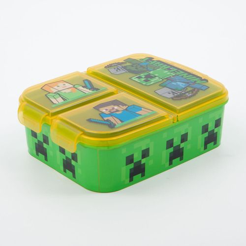 Grün-gelbe Lunchbox mit Minecraft-Motiv 18x13,5cm
