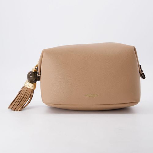 Beigefarbene Kosmetiktasche