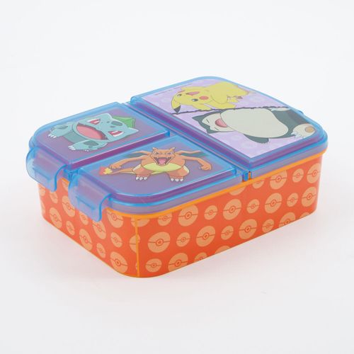 Orangefarben-blaue Lunchbox mit Pokemon-Motiv 18x13,5cm