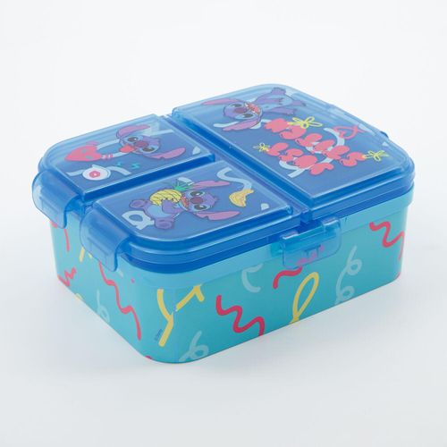 Blaue Lunchbox mit Stichmotiv 18x14,5cm