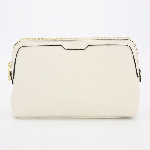 Cremefarbene Sydney Kosmetiktasche aus Leder