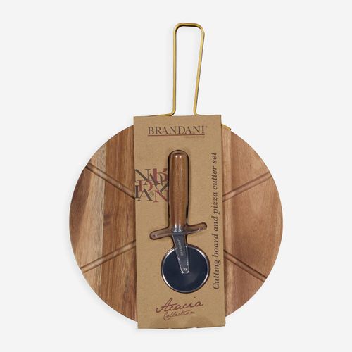 2-teiliges Pizza-Schneideset aus Holz