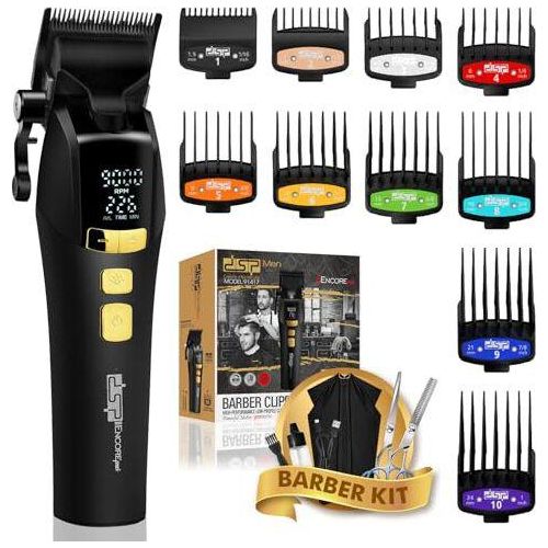 Professionelle Haarschneidermänner, schnurlose DLC -Kernblatt, fünf Geschwindigkeiten verstellbar 9000 U / min, Clipper -Friseure, Indikatorlicht, Ste