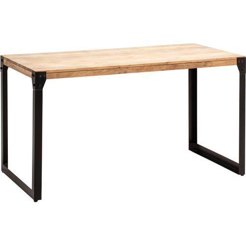 Esszimmertisch 120x60x76 cm Akazie Massivholz Metall Esstisch Industrial, Küchentisch mit Metallbeinen, Holztisch Klein, Speisetisch Esszimmer Rechteckig