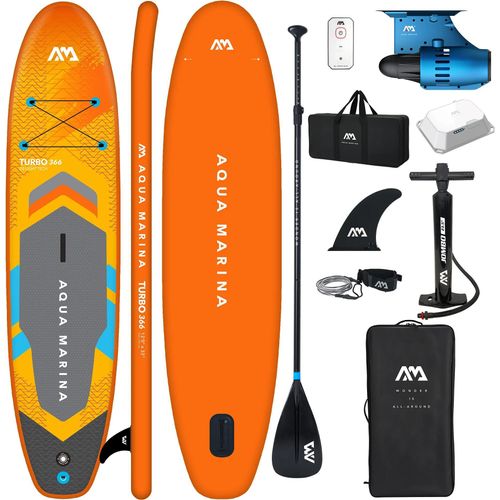 Aqua Marina GO Turbo 366 SUP Board + Elektromotor BlueDrive S Set mit Akku & Zubehör