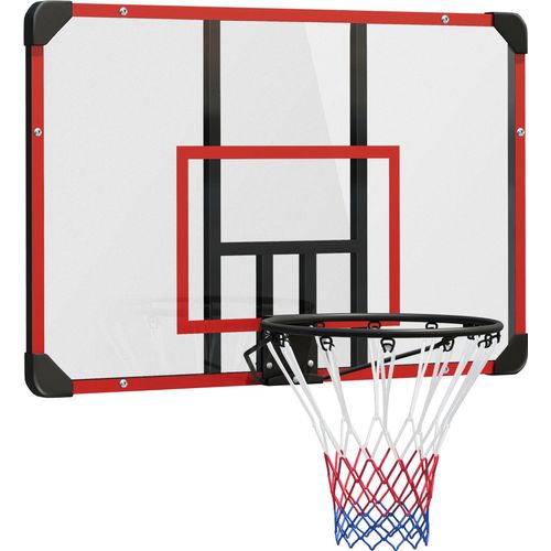 Basketballkorb, Basketballbrett mit Korb, Basketballnetz mit Basketballboard, Wandmontage, für Outdoor, Stahl, 113 x 61 x 73 cm, Rot,
