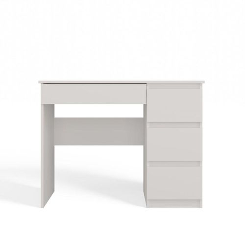 Schreibtisch MILO mit Schubladen, rechtsversion, Weiß