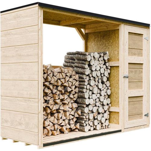 Brennholzlagerschuppen - 75 x 217 x H159 cm - Werkzeug- und Holzschuppen 1,09 m² + 0.53 m² - TIMBELA M981