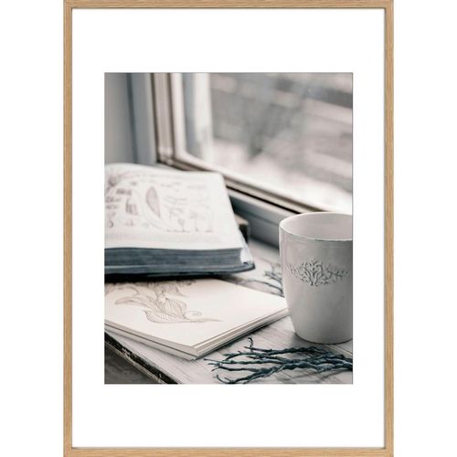 Bilderrahmen Nordic , Eiche , Glas, Holzwerkstoff , rechteckig , 50x70 cm , FSC MIX , Passepartout , Bilder und Zubehör, Bilderrahmen