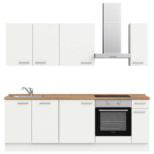 Nobilia Küchenleerblock Touch, Weiß, Eiche, Metall, 1 Schublade(n) Schubladen, nur wie online abgebildet bestellbar, 240 cm, Blauer Engel, Pefc, Goldenes M, Made in Germany, DGM-Klimapakt, seitenverkehrt erhältlich, vormontierter Korpus, Küchen, Küchenzeilen & Küchenblöcke, Küchenzeilen ohne Geräte