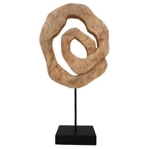 Ambia Home Skulptur , Natur , Holz, Metall , Mangoholz , massiv , Uni , 24.5x52x9 cm , Handmade in India , Kunsthandwerk, zum Stellen, handgemacht , Dekoration, Skulpturen & Dekoobjekte, Skulpturen