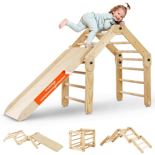 Klettergerüst Indoor mit Rutsche und Kletterwand , mehr als 14 Aufbaumöglichkeiten