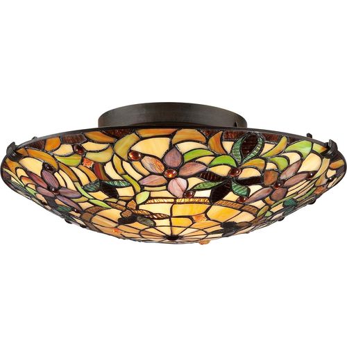 Deckenleuchte Tiffany bunter Glaslampenschirm Kami