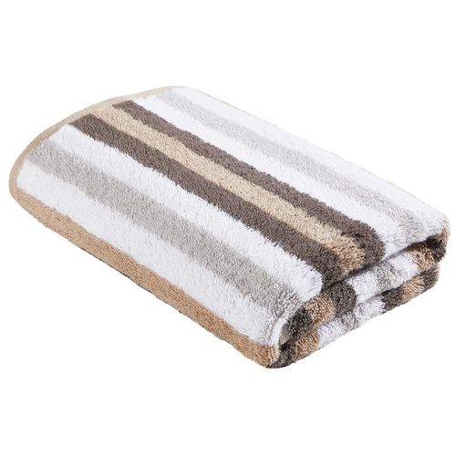 Cawoe Handtuch, Grau, Silber, Weiß, Taupe, Beige, Textil, Streifen, 50x100 cm, Textiles Vertrauen - Oeko-Tex®, Made in Germany, saugfähig, Aufhängeschlaufe, durchgefärbt, angenehm weich, hochwertige Qualität, schnelltrocknend, Badtextilien, Handtücher