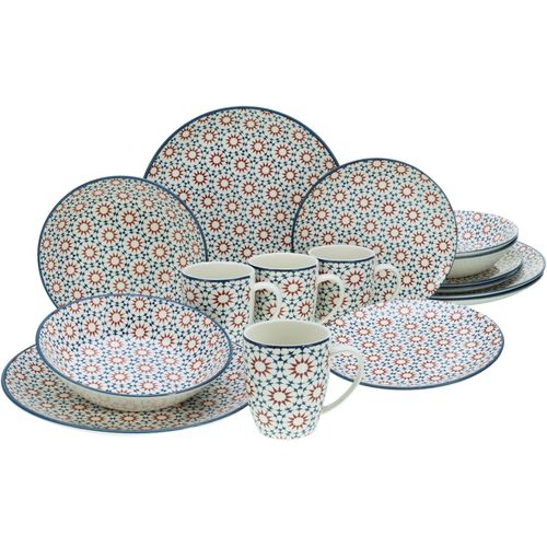 Kombiservice CREATABLE "Stella", bunt (mehrfarbig), 16 Stk., Steingut, Geschirr-Sets, Kombiservice, orientalisch mediterraner Stil