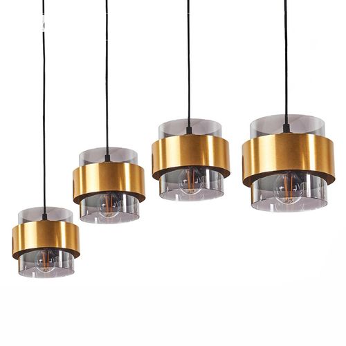 Chiasottia »Chiasottia« Deckenlampe, Metall, Schwarz/Messing, Rauchglasschirmen