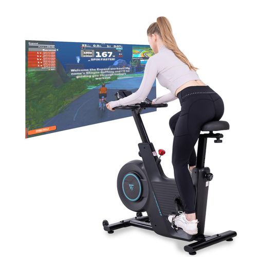 Heimtrainer mit Trainingsspiel-App, X-BIKE,Fitnessbike, max 120kg Leise magnetischer Widerstand,LED-Stimmungsbeleuchtung