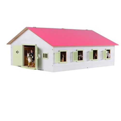 KidsGlobe Pferdestall Bauernhof, mit 7 Pferdeboxen, Holz, Reiterhof mit Faltdach