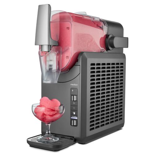 MEDION Slush-Eismaschine "MD12090, Kompressorkühlung", grau, B:17,5cm H:44,6cm T:42,9cm, Eismaschinen, 5 Programme, 30–60 Minuten Zubereitungszeit, Selbstreinigungsfunktion