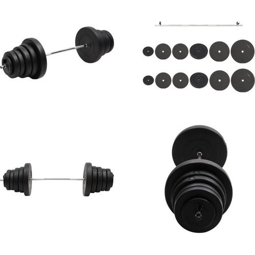 vidaXL Langhantel mit Gewichten 90 kg - Langhantel Mit Gewicht - Langhantel Mit Gewichten - Langhantel Set - Fitness Trainingsgerät
