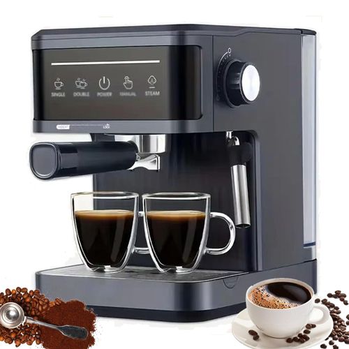 Espressomaschine 20Bar, Vollautomatische Kaffeemaschine mit Milchschäumer Dampflanze, 1.8L Wassertank für Zuhause Und Büro,Ideal Als Geschenk, Schwarz