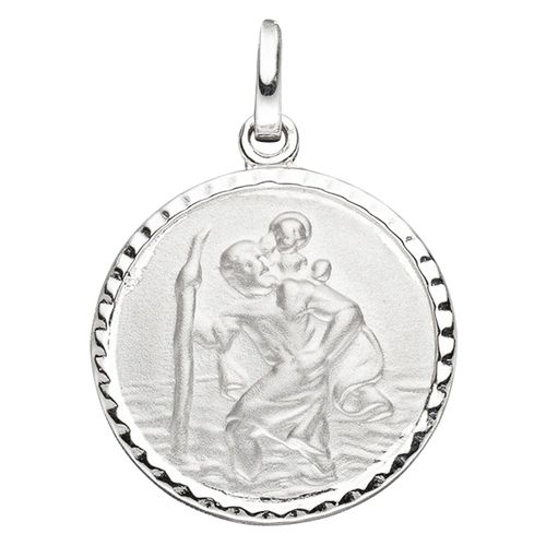 Runder Anhänger JOBO "Schutzpatron Christophorus", silber (silber 925), Schmuckanhänger, Damen, Silber 925 (Sterlingsilber), rund 925 Silber