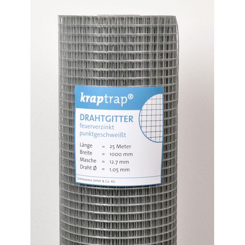 KrapTrap® Volierendraht Drahtgitter I Käfigdraht Schweißgitter I 12x12mm 1 x 25m I 1,05mm stark Drahtzaun Maschendraht