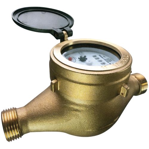 Kaltwasserzähler CORNAT, messingfarben, B:11cm H:21cm, Messing, Wassermengenzähler, aus Kunststoff und Messing