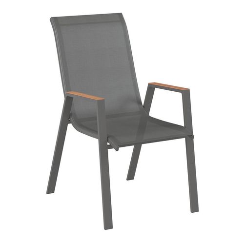 Ambia Garden Stapelsessel, Anthrazit, Natur, Metall, Textil, Flachrohr, 54x90x72 cm, Gartenmöbel, Gartenstühle, Gartenstühle stapelbar