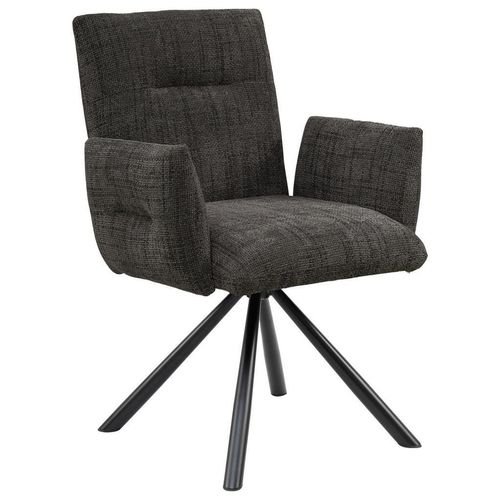 Hom`in Armlehnstuhl, Anthrazit, Schwarz, Metall, Textil, Drehkreuz, 68x88x66 cm, Bsci, Stoffauswahl, Sitzfläche 360° drehbar, inklusive Armlehnen, Esszimmer, Stühle, Esszimmerstühle, Armlehnenstühle