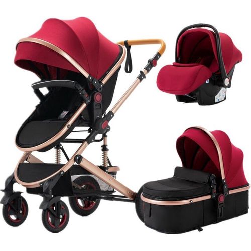 Happyment 3-in-1 Kinderwagen – Buggy, Wanderwagen & Reisebuggy – Faltbar – Rot