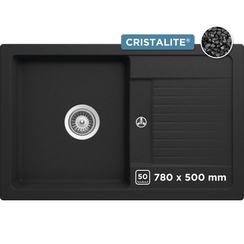 Granitspüle SCHOCK "Lima D-100S", schwarz (onyx), B:78cm H:27,2cm T:50cm, Domogranit, Küchenspülen, Granitspüle, 78/50 cm, Auflagespüle