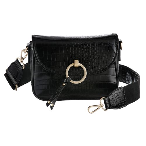Schultertasche ARA "BELLA", Damen, Gr. B/H/T: 20cm x 18cm x 6cm, schwarz, Lederimitat, geprägtes Muster, Taschen Schultertasche, Schultertasche, Abendtasche mit Kroko-Prägung