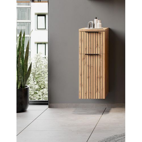 Unterschrank WELLTIME, braun (wotaneiche), B:30cm H:79cm T:35cm, Holzwerkstoff, Schränke, Unterschrank, Welltime, Breite 30 cm, reversibel, 1 Tür, 1 Auszug
