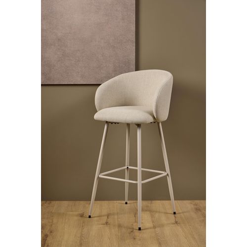 Barhocker ACTONA GROUP "Eleanor", beige, B:54cm H:105cm T:52cm, 100% Polyester, Hocker, Barhocker, Barhocker, Basel beige, Gestell grau rau, 2 Stk