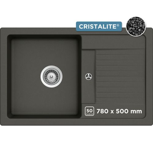 Granitspüle SCHOCK "Lima D-100S", grau (asphalt), B:78cm H:27,2cm T:50cm, Domogranit, Küchenspülen, Granitspüle, 78/50 cm, Auflagespüle